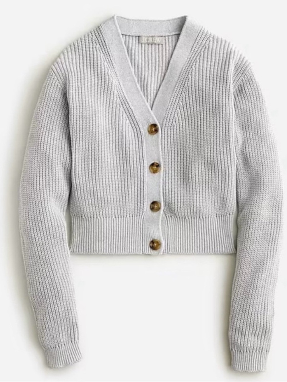 J. Crew Dove Grey cropped cardigan. cotton/ cashmere blend